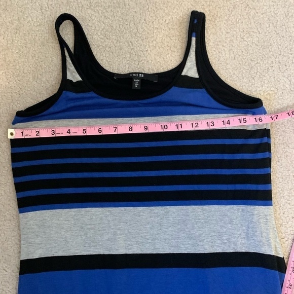 Red 23 Women Long Maxi Stripe Summer Tank Dress Blue Gray Black Size Medium - Picture 3 of 6
